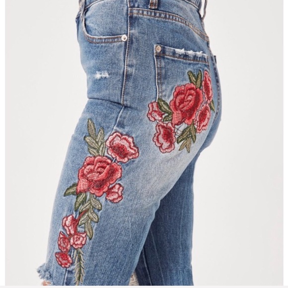 floral embroidered jeans